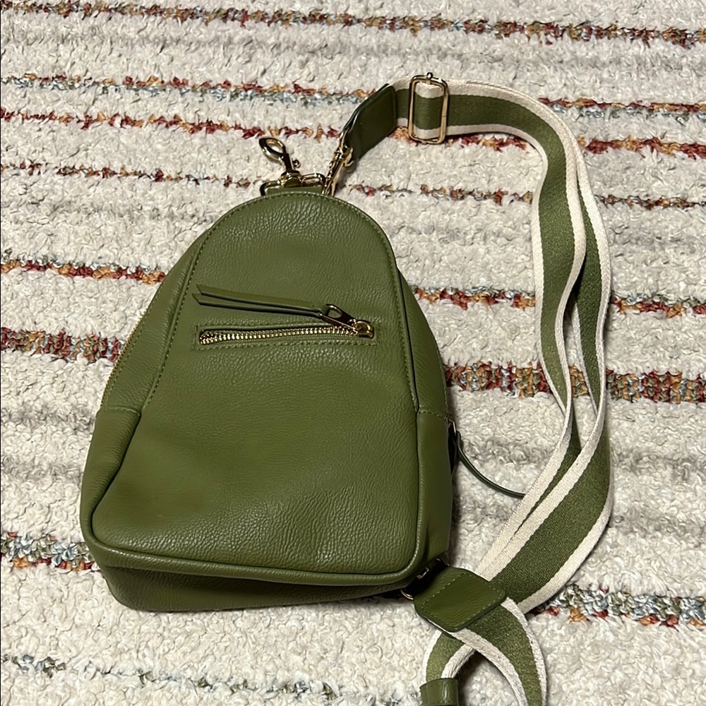 Olive Green Leather crossbody bag